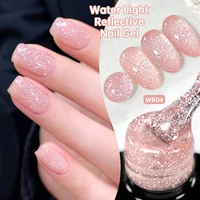 LILYCUTE Gel Réfléchissant en Verre 7ml, Paillettes Couleur Nude, Gel à Ongles Scintillant Effet Perles de Verre, Vernis à Ongles Effet Flash, Gel UV Soak Off pour Nail Art 3