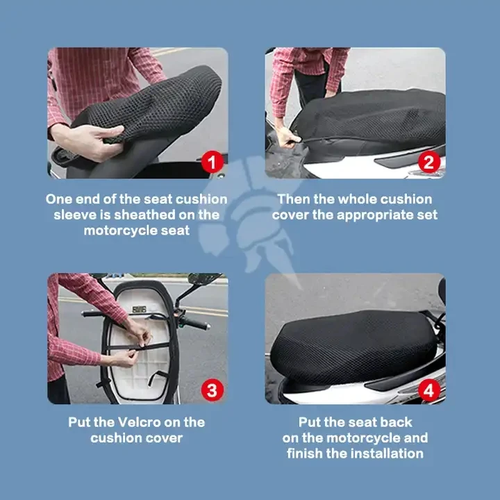 Summer Cool 3D Mesh Motorcycle Seat Cover Breathable Scooter Seat Covers Cushion Anti-Slip cover Grid protection pad