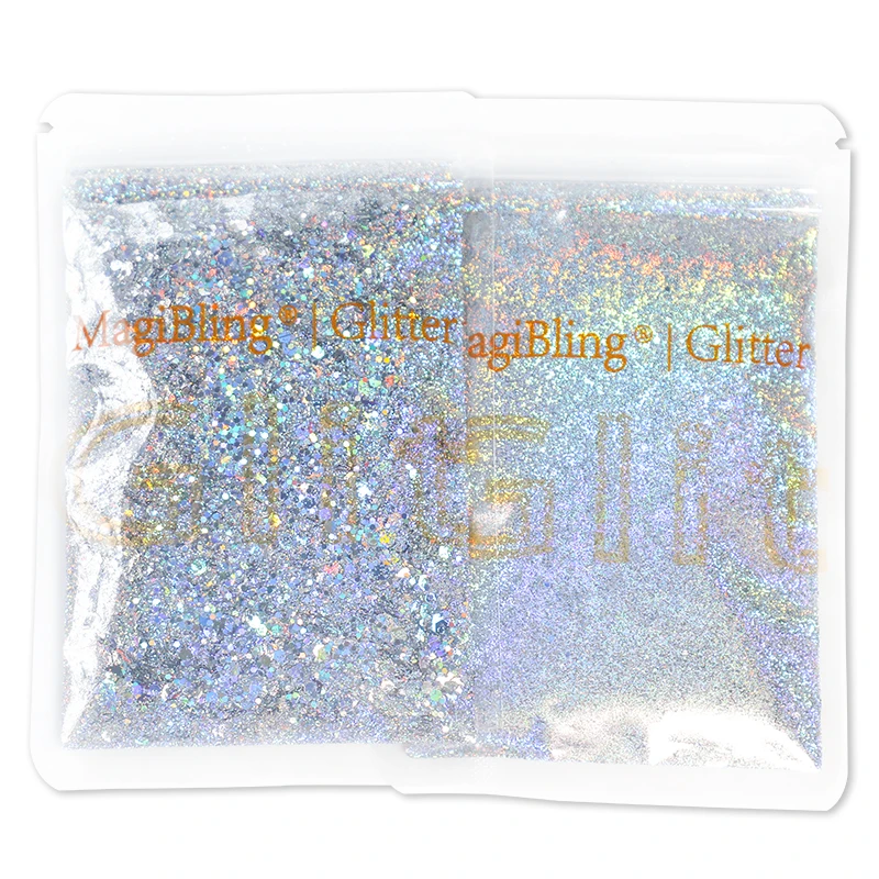 50g holografisches Laser-Silber-Nagelkunst-Glitzer, gemischte Flocken, Pulver, Gold, glitzernde Pailletten, DIY-Handwerk, Nageldesign-Zubehör – Detail 7