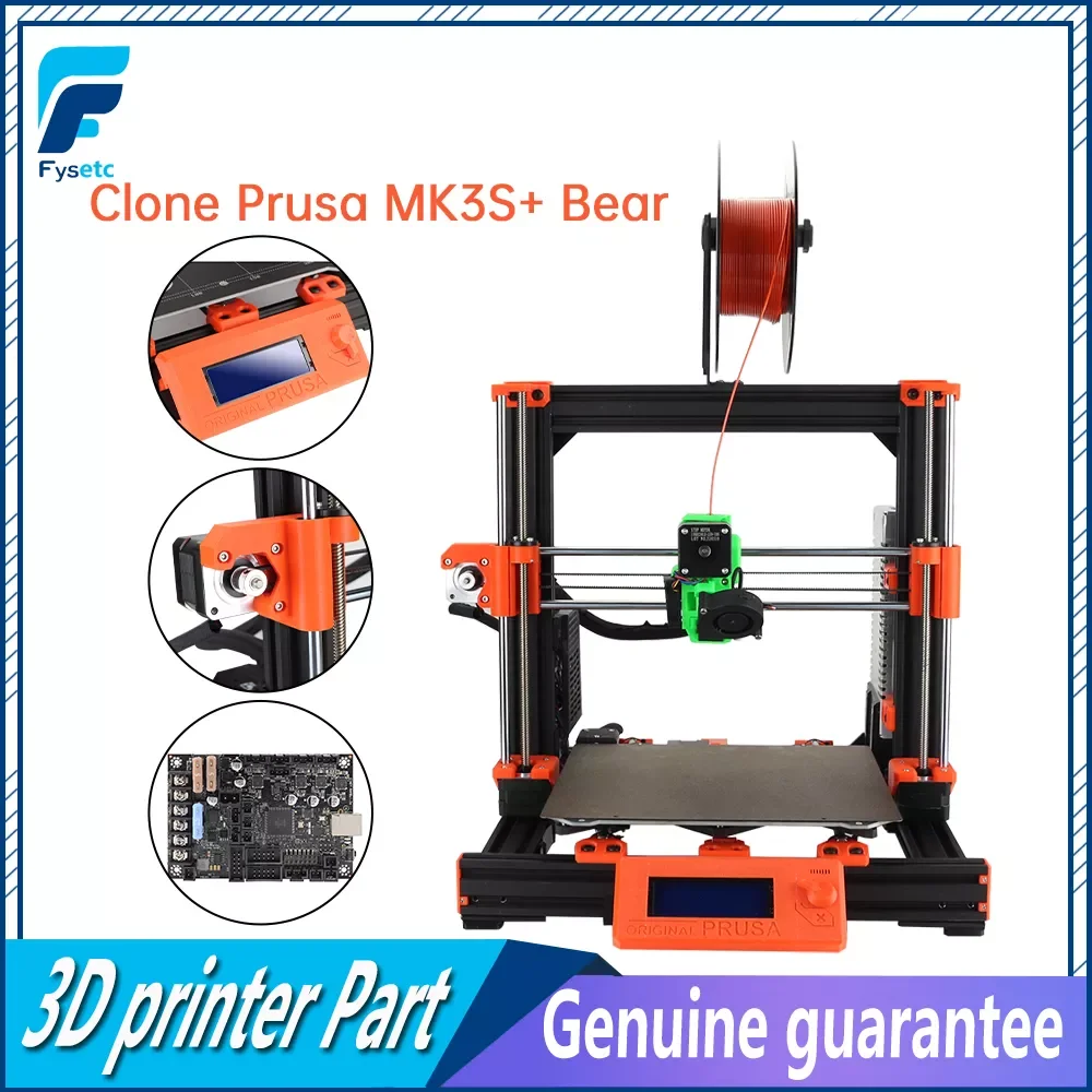 Clone Prusa i3 MK3S+ Bear Printer Full Kit MK3S Plus Upgraded Bear Kit With Einsy-Rambo Board and Super Pinda 3D Printer Parts fysetc super pinda upgraded sensor kit 3d printer parts for prusa i3 mk2 5s mk3s 3d printer