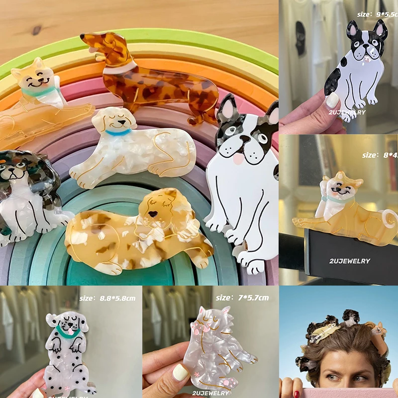 

Korean Acetic Acid Niche Design Cute Dog Shiba Dog Corgi Spotted Hair Claws Hair Ornament Shark Clip Girl Hair Accessoires