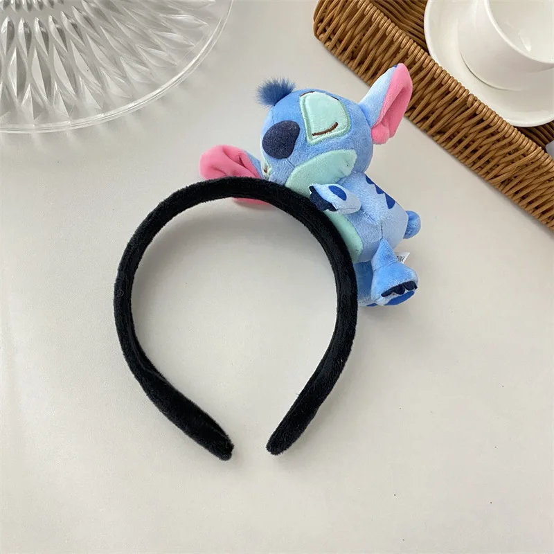 Disney Stitch Women Headband Stuffed Doll Girls Cute Hair Bands Soft  Hairband Headwear Rubbers Elastic Hair