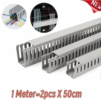 ชุด Cable Raceway, Open Slot Wiring Raceway Duct พร้อมระบบจัดการสายเคเบิลแบบฝาปิดเพื่อซ่อนสายไฟคอมพิวเตอร์ทีวีใต้โต๊ะ 1