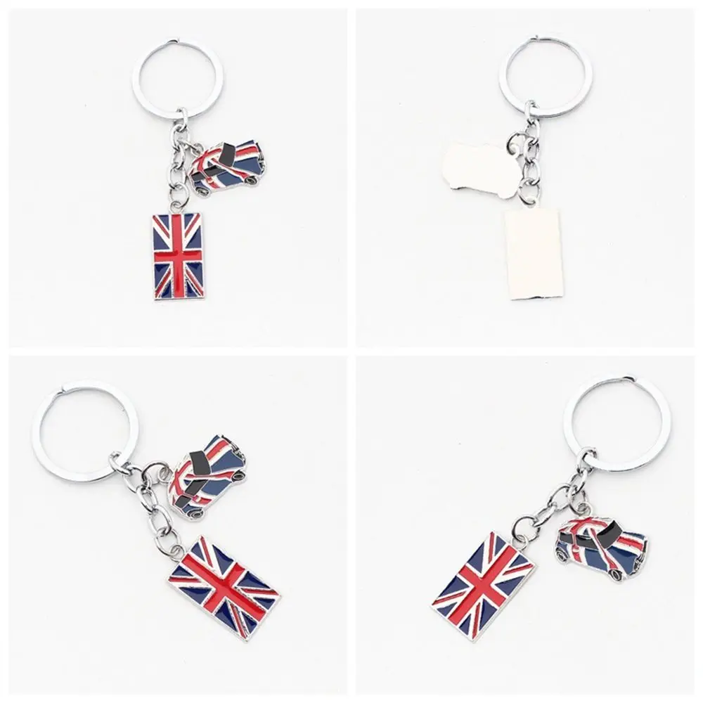 Metal Heart Pendant Union Jack Keyring GB British Flag