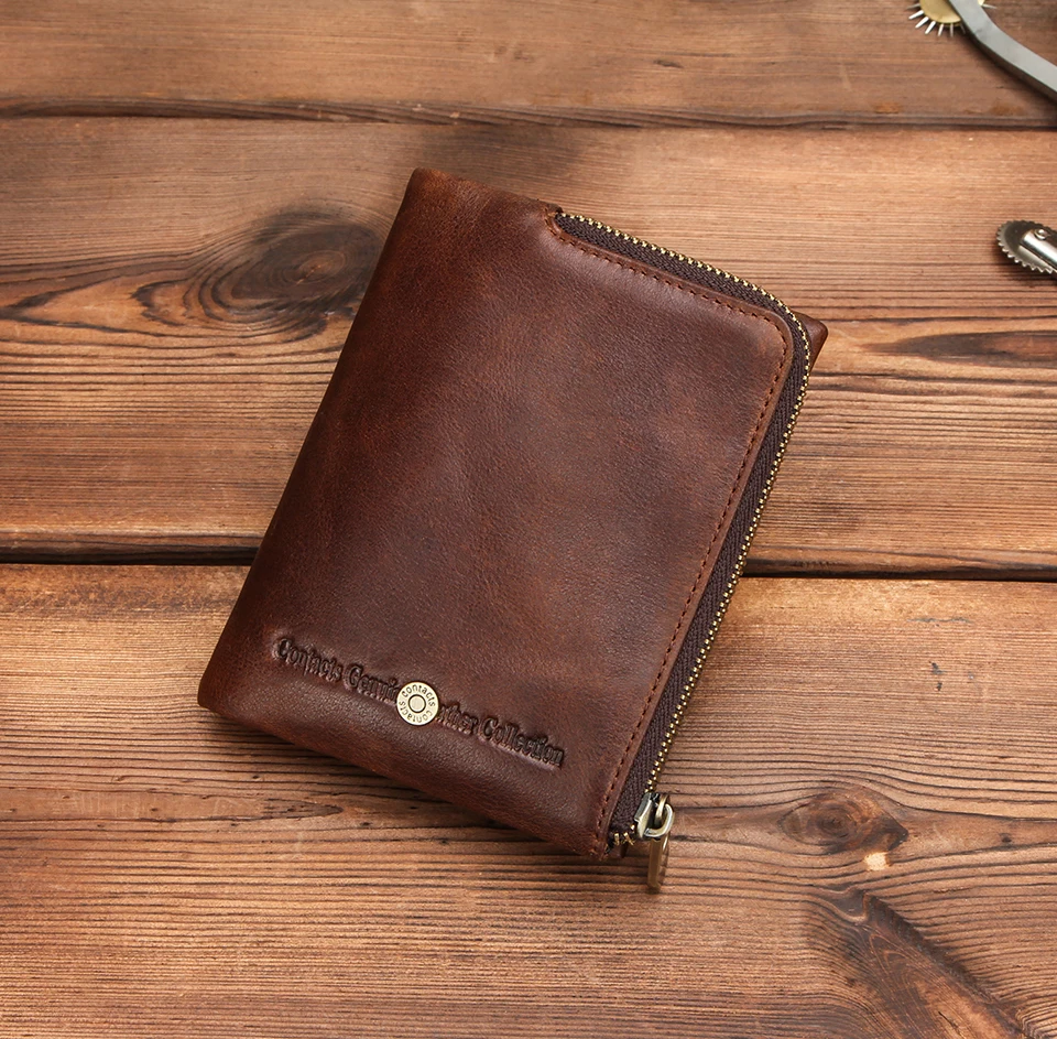 Kontakt Echt leder Männer kurze Brieftaschen hochwertige Karten halter Münz geldbörse Geld klammer männliche Mini Brieftasche Herren tasche Handtaschen – Detail 2