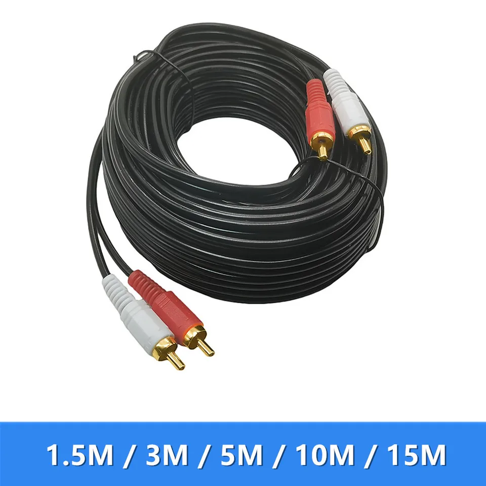 Tan QY – Cavo Audio Stereo RCA-RCA 2 Maschio A 2 Maschio, Placcato Oro, 4 Metri, Per Home Theater, Hi-Fi, TV