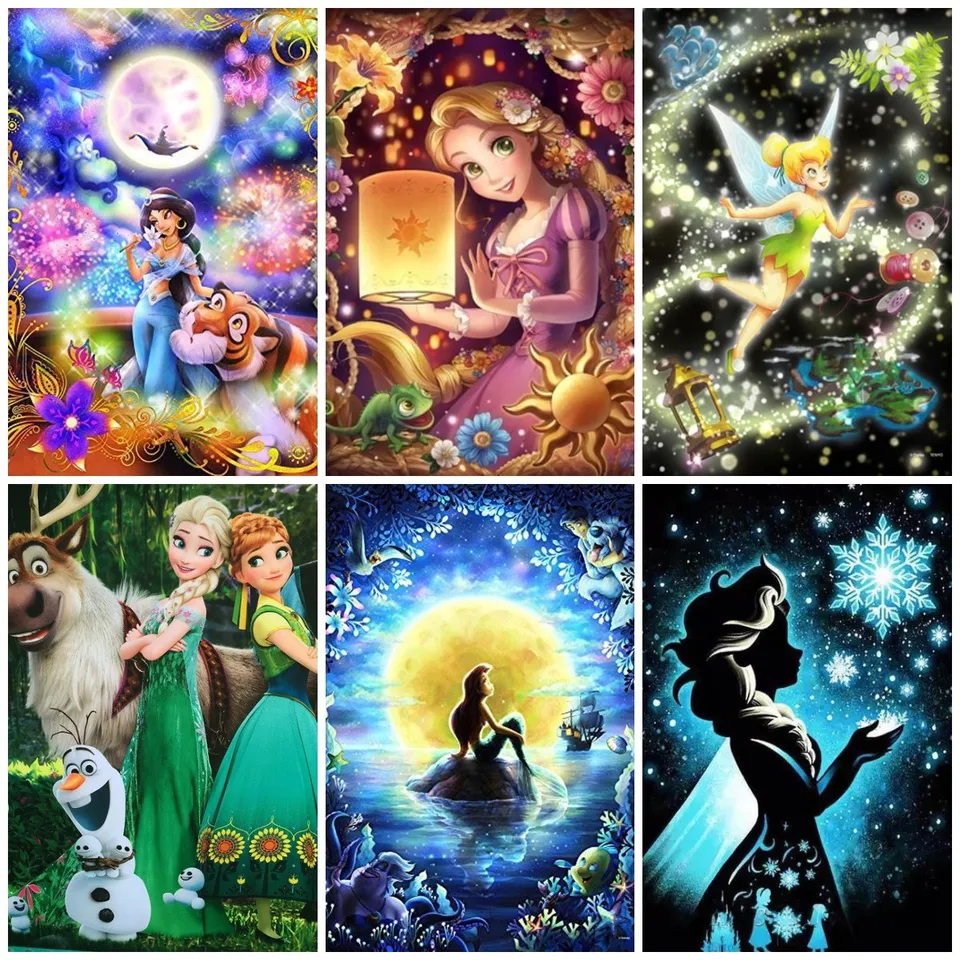 5D Full Diamond Painting Kits Disney Princess Cartoon Girl Fairy Art DIY  Decor