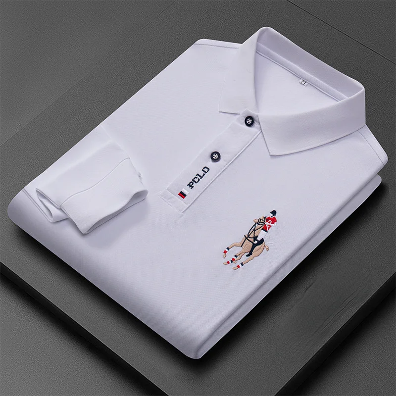 

Spring and Autumn Men's Long Sleeve Lapel Polo Shirt Classic Fashion Casual Embroidery 6 Colors Loose Breathable Men's Clothing