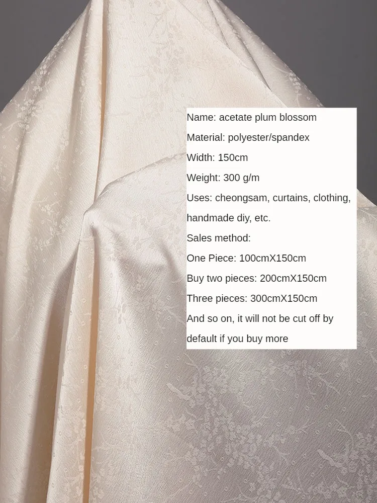 Plum Blossom Dark Pattern Emboss Jacquard Fabric By Meter For Cheongsam Hanfu Curtains Upholstery Diy Sewing Cloth