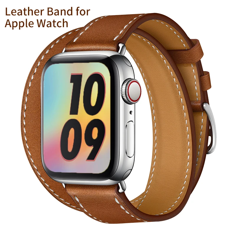 

100% Genuine Cow Leather loop Bracelet Belt Band for Apple Watch 7 6 SE 5 4 42MM 38MM 44MM 40MM Strap for iWatch 41MM 45MM