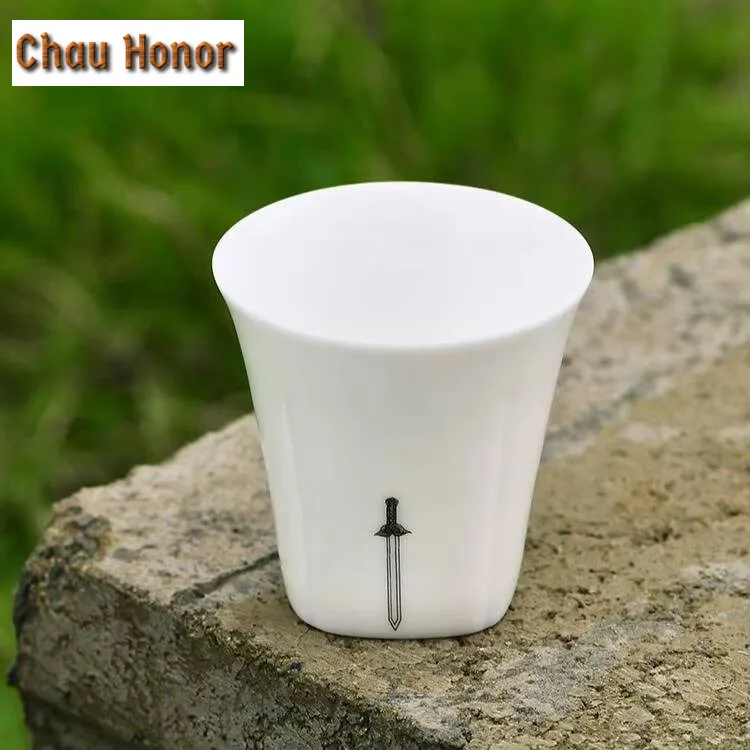 2pc/set Dehua White Porcelain Teacup Creative Coming Into World Tea Cup Small Eggshell China Master Cup Kung Fu Teaware 60ml