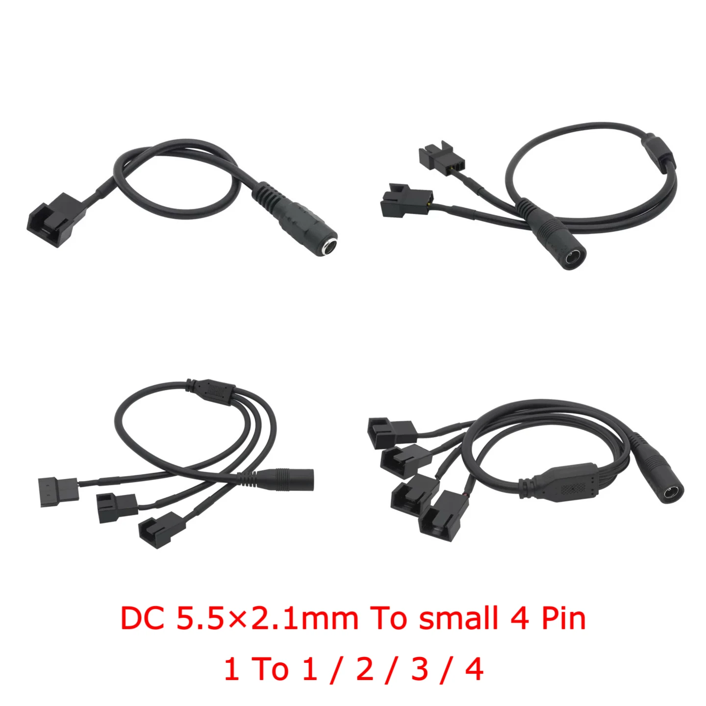 

DC5521 to small 4pin power adapter computer chassis fan HUB adapter cable 1to1/2/3/4