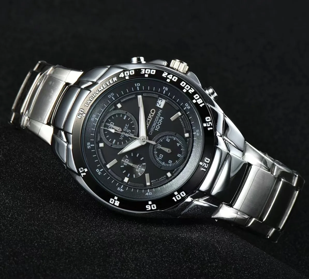 Часы Seiko мужские кварцевые с хронографом модные многофункциональные деловые