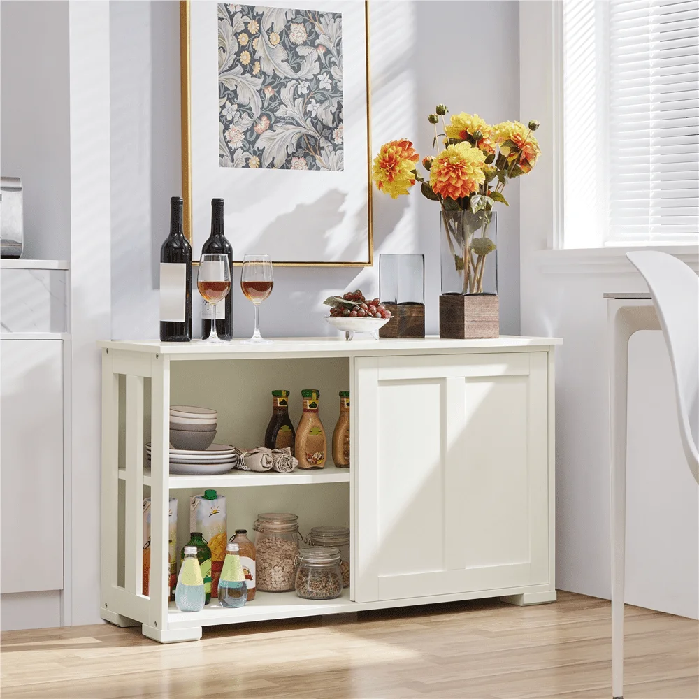 

Stackable Buffet Cabinet with Sliding Door Sideboard Storage Antique White kitchen island