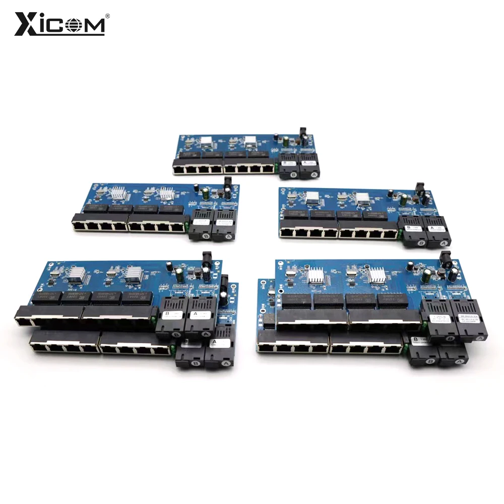100/1000M Reverse POE Fiber Ethernet Switch 20km 2F8E Gigabit PCBA placa metro Optic Media Converter Board Output12V 1310/1550nm