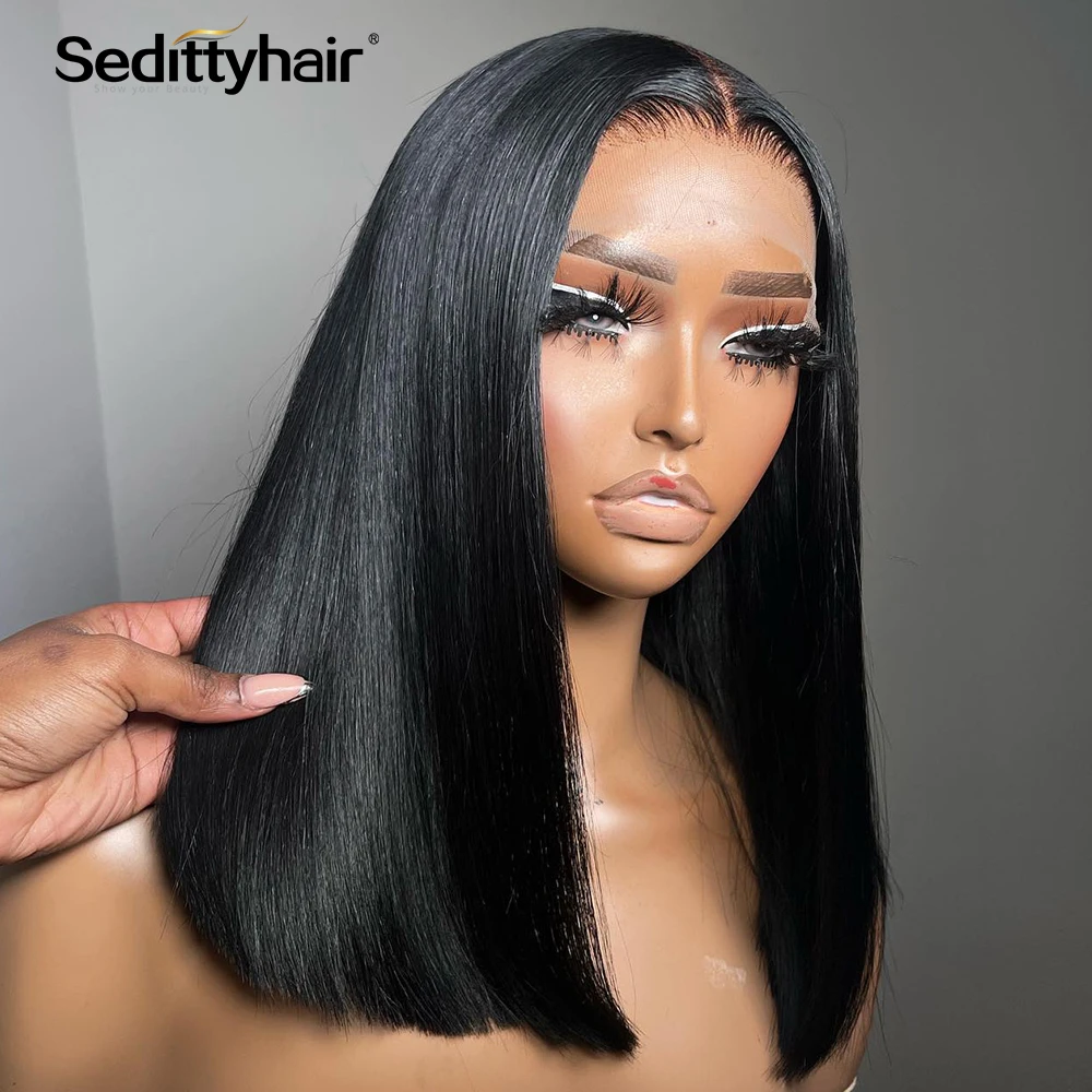 

Short Bob 13x4 HD Lace Front Human Hair Wigs For Women Brazilian Lace Frontal Pre Plucked 4X4 Lace Closure Bone Straight Wig