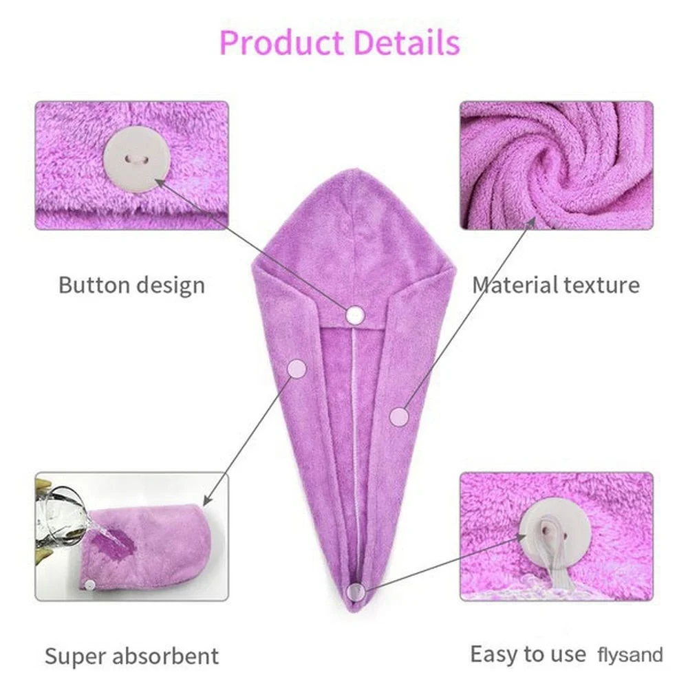Microfiber Hair Towel Wrap Fast-Dry Super Absorbent Coral Velvet Hair Drying Towel Beach towels & mats Practical Beach Essentials