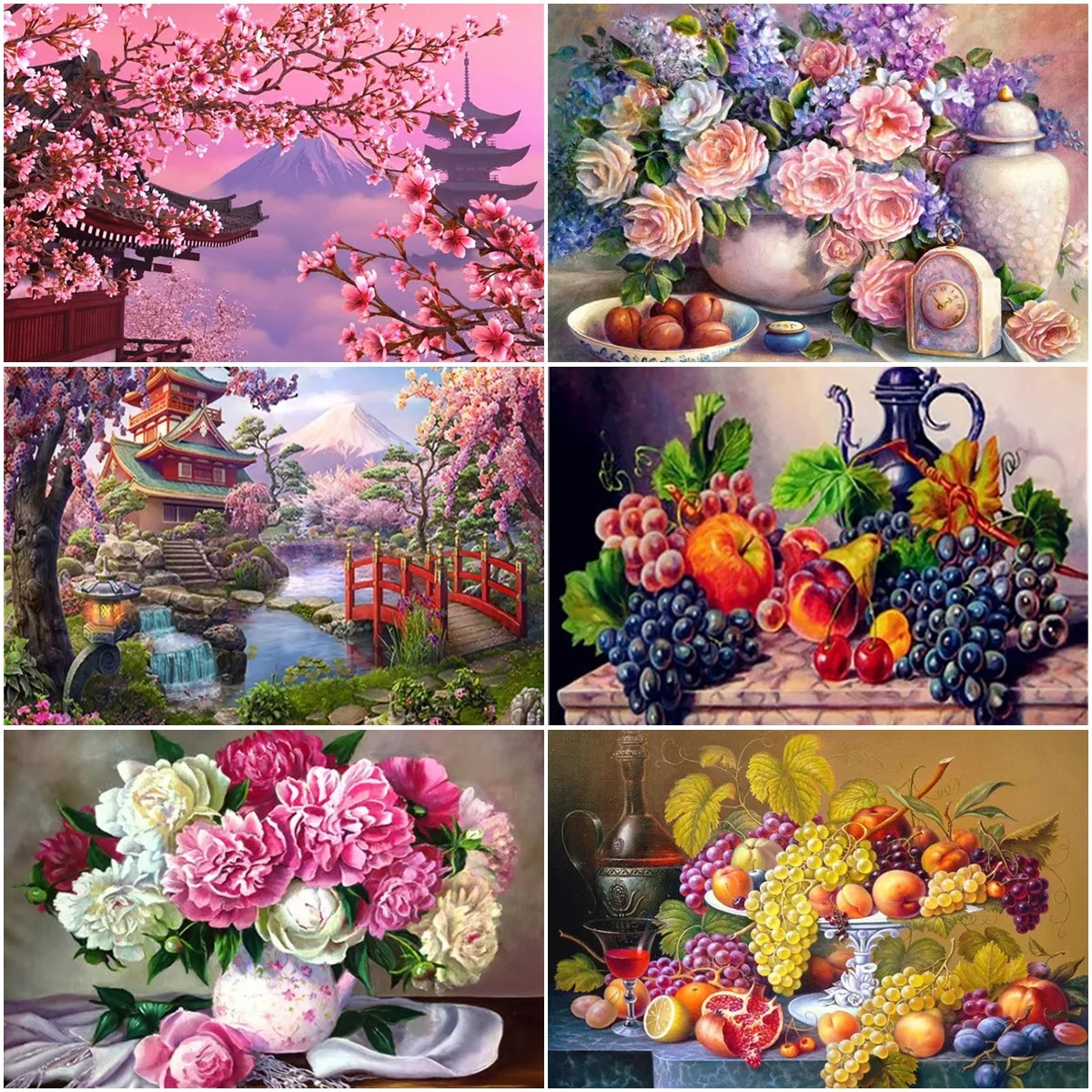 

5D Flowers Diamond Painting Kits for Adults and Kids, Round Art Kits for Beginners, DIY Home Wall Decor, Gift