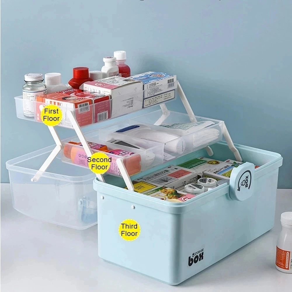 Large Capacity Medicine Box Antibacterial Multi Layers Classification Home Medicine Box First Aid Storage Box Travel Emergency
