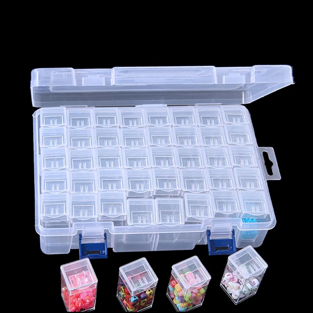 New Large Opening 64Grid Acrylic Elizabeth Bead Storage Box Transparent  Rice Bead Box beads DIY Production With Drill Plate Rack