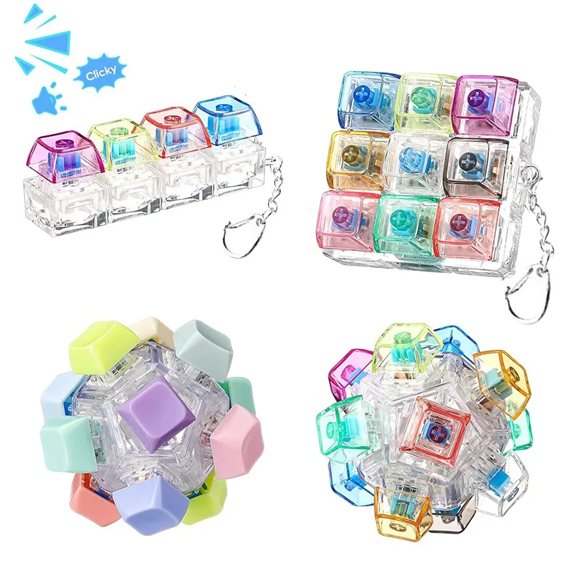 Illuminated Stress Relief Keycap Fidget Toy & Keychain