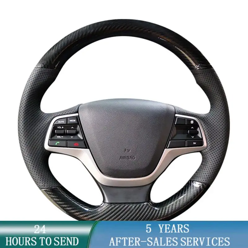 Car Steering Wheel Cover Hand Sewing Carbon Fiber Braid Car Accessories