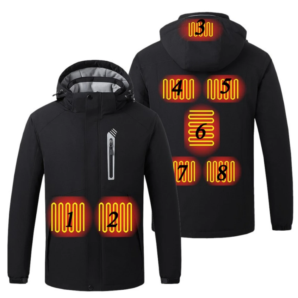 NEW Heated Men's Jacket Winter Fashion Parka For Men Warm Coats USB 8 Area Heating Jacket Windbreaker Outdoor Sports Vests HOT