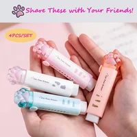 1-8Pcs New! Kawaii Cat Paw Rubber Erasers Retractable Pencil Eraser for Kids Students School Home Office Writing Drawing 5