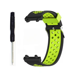 Sport Silicone Replacement Watch Strap - Durable Correa Bracelet Wristband - Amazfit T - Rex 2 (Black green)