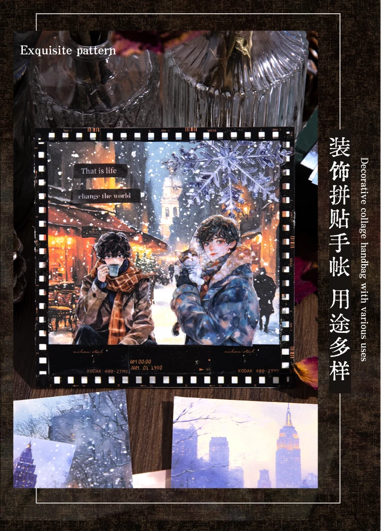 Journal GO 30 Blatt Winter-Themenmaterialpapier für Collage Junk Journal Scrapbooking DIY Winter City Dekor Hintergrundpapier – Detail 6