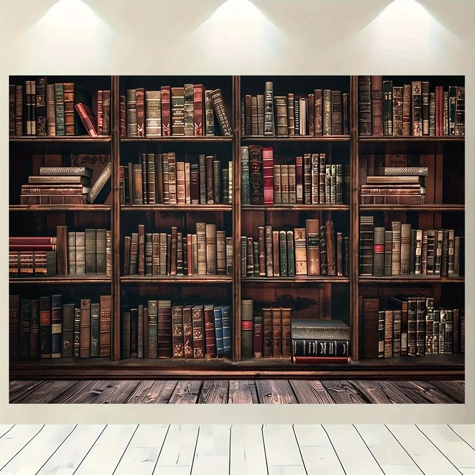 Ein Vintage-Bücherregal-Hintergrundbanner aus Polyester – altes Bibliotheksbuch-Fotografie-Hintergrund, universelles Festival – Detail 8