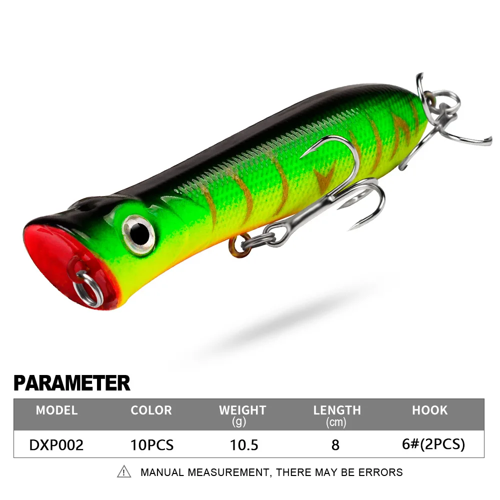 Topwater Popper Saltwater Fishing 8cm-12g 6# Floating Bait Hard Bait Artificial Wobblers Plastic Fishing Tackle for Striper Pike - 6