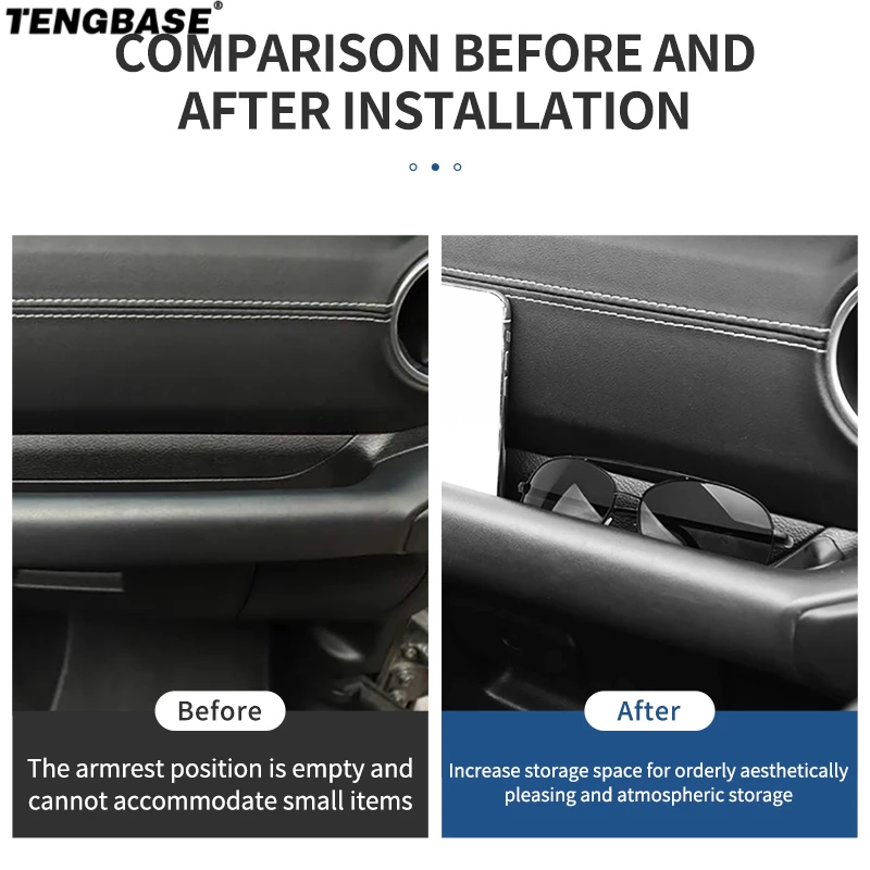 

Car Organizer Handle Grab Storage Tray Box + Non-slip Mat Interior Organize Accessories For Jeep Wrangler JK Passenger 2011-2017