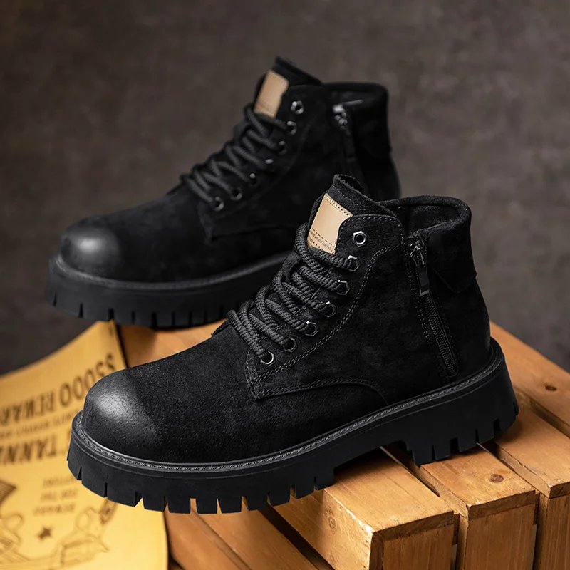 ML new high-top lace-up boots work leather shoes