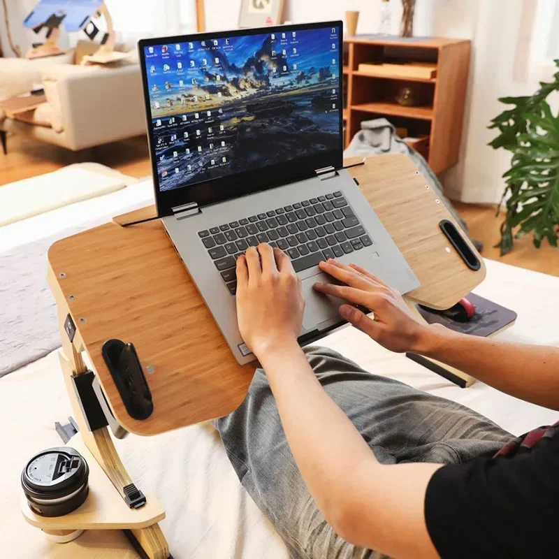 Multifunkční líný osoba ležící psací stůl dřevěný 360°adjustable notebook depo, psací stůl počítač depo, přenosné skládací depo, 