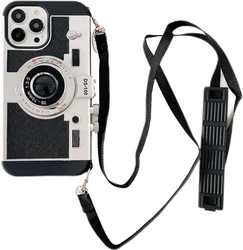Chic 3D Retro Camera Design Phone Case Cover Accessory - iPhone 12 12 Pro (Black)