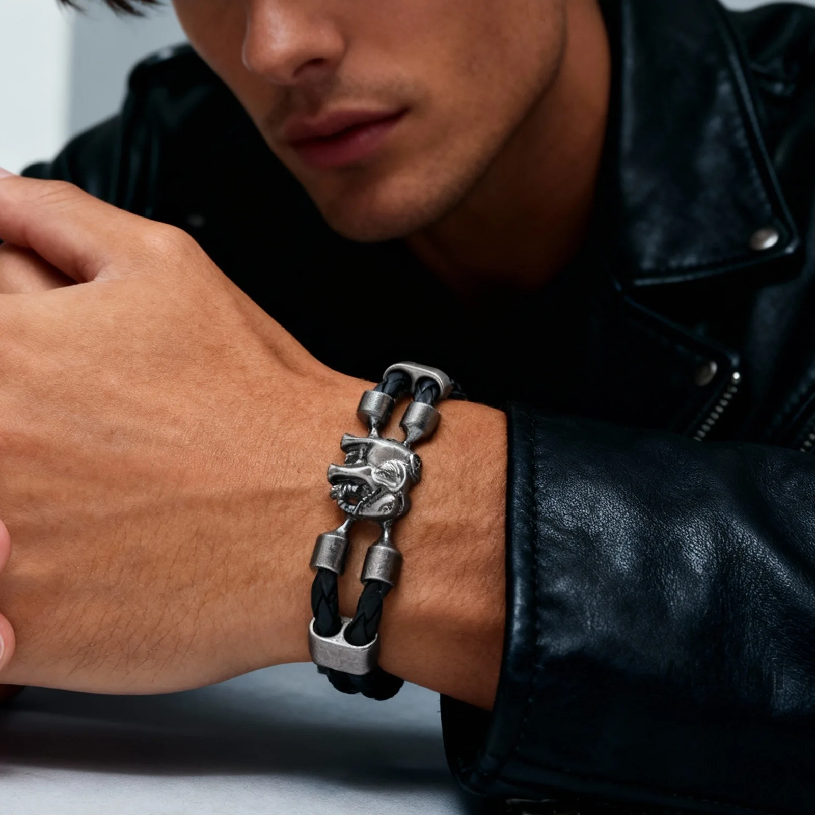 Vintage-Elefant-Armband aus schwarzem Leder für Herren, trendiges Elefanten-Charm-Armband, Geschenk, ein Elefant, nie vergessen