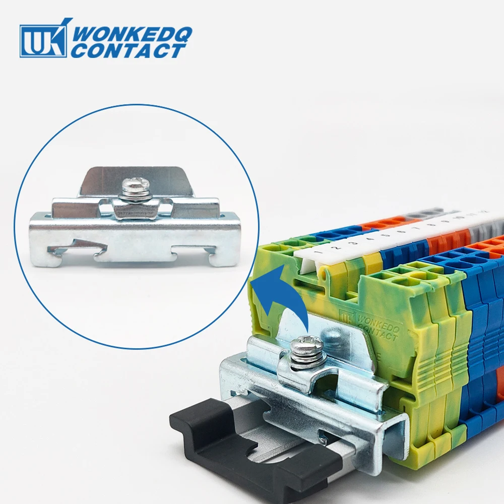 1Pc E/FE-2 Galvanized Steel End Clamp Mounting on NS35 C45 DIN Rail Fixing Terminal Block Accessories End Bracket Stop din rail din rail terminal block din rail bracket