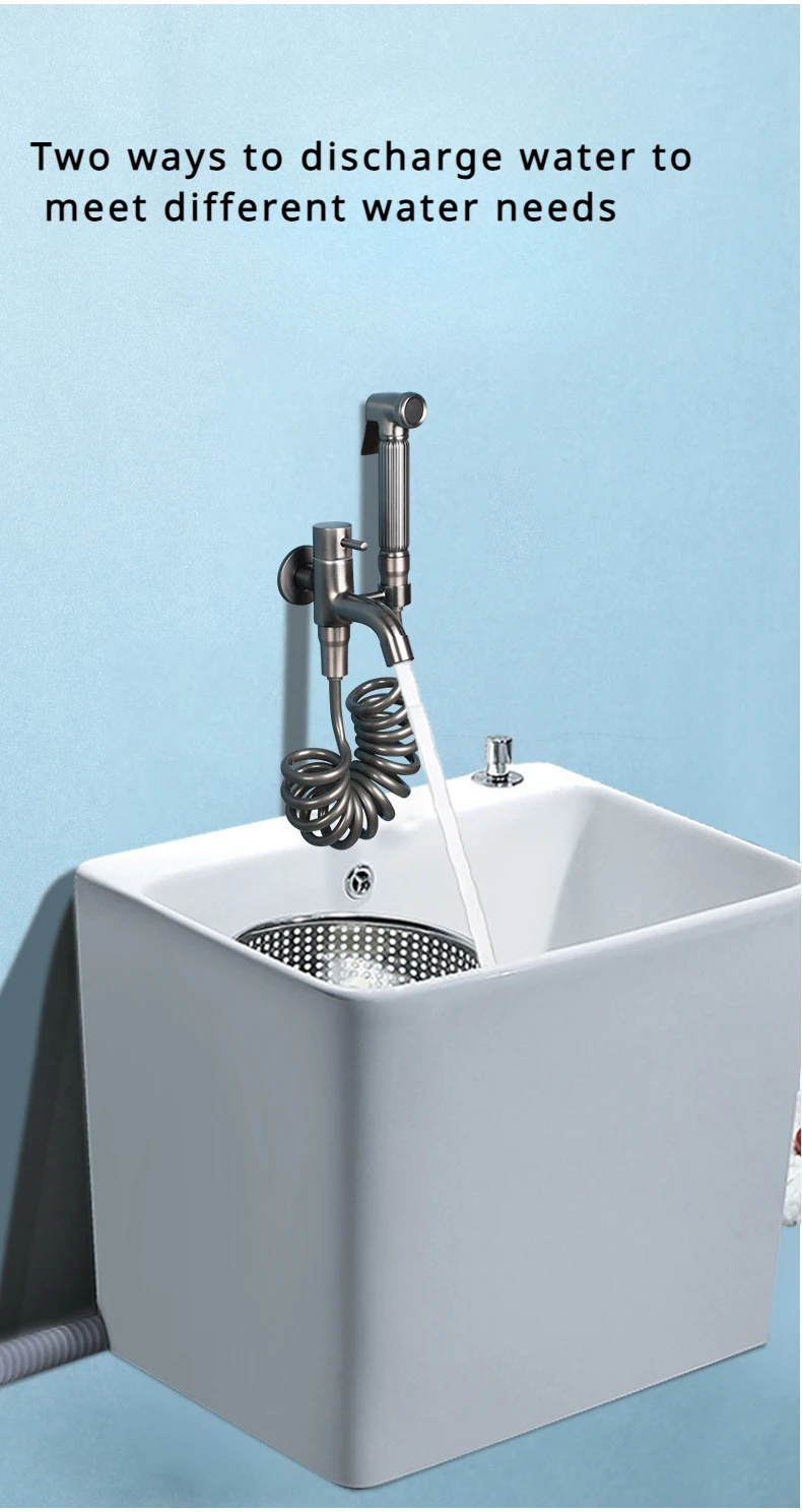Description Picture 4 of itemMop pool faucet, Multi functional balcony wall mounted faucet, gray pressurized flushing spray gun