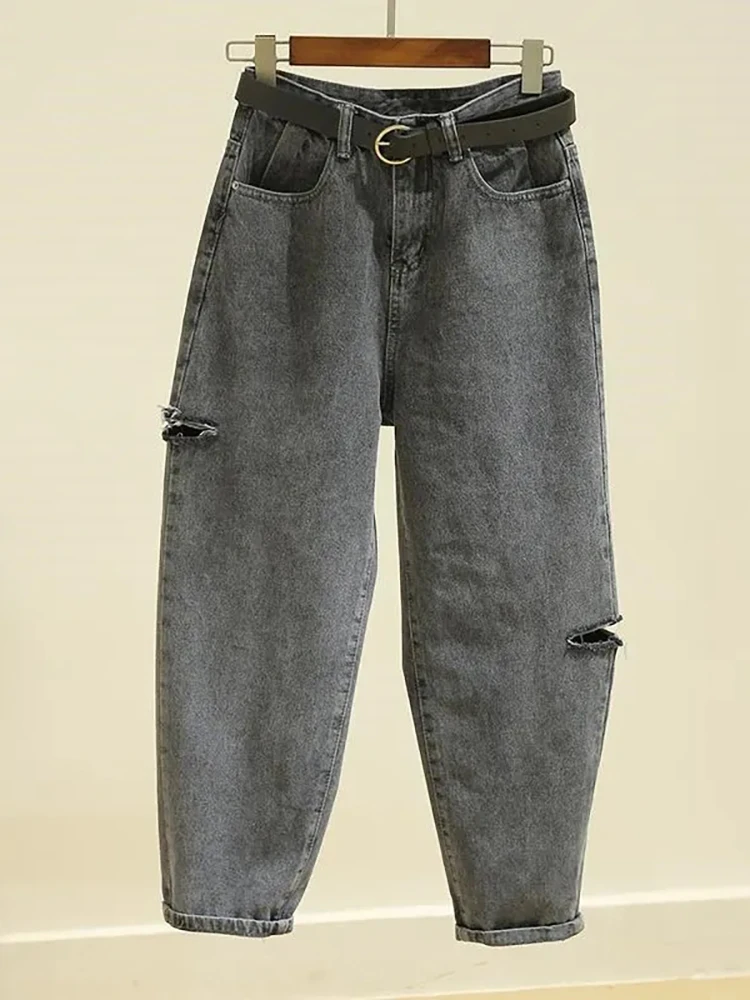

Ripped Jeans For Women Classic High Waist Ankle-length Denim Trousers Spring Autumn Streetwear Baggy Jeans Fashion Women Pants