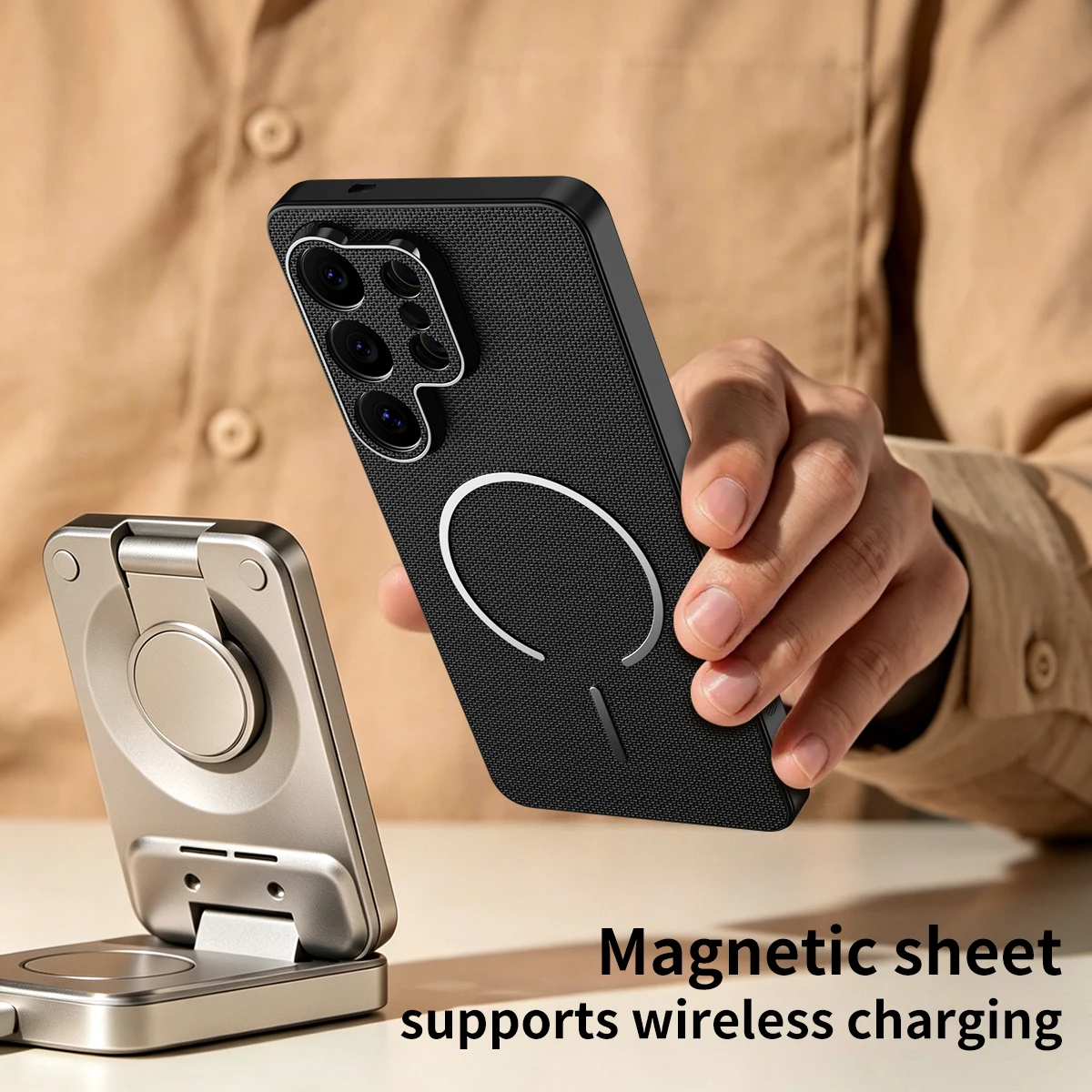 Luxury Techwoven Fabric Magnetic Phone Case Cover