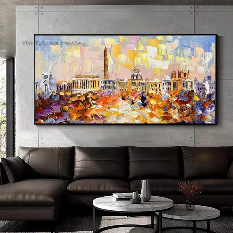 

Handpainted Castle Canvas Art Oil Painting Artwork Contemporary Abstract Landscape Living Room Decor