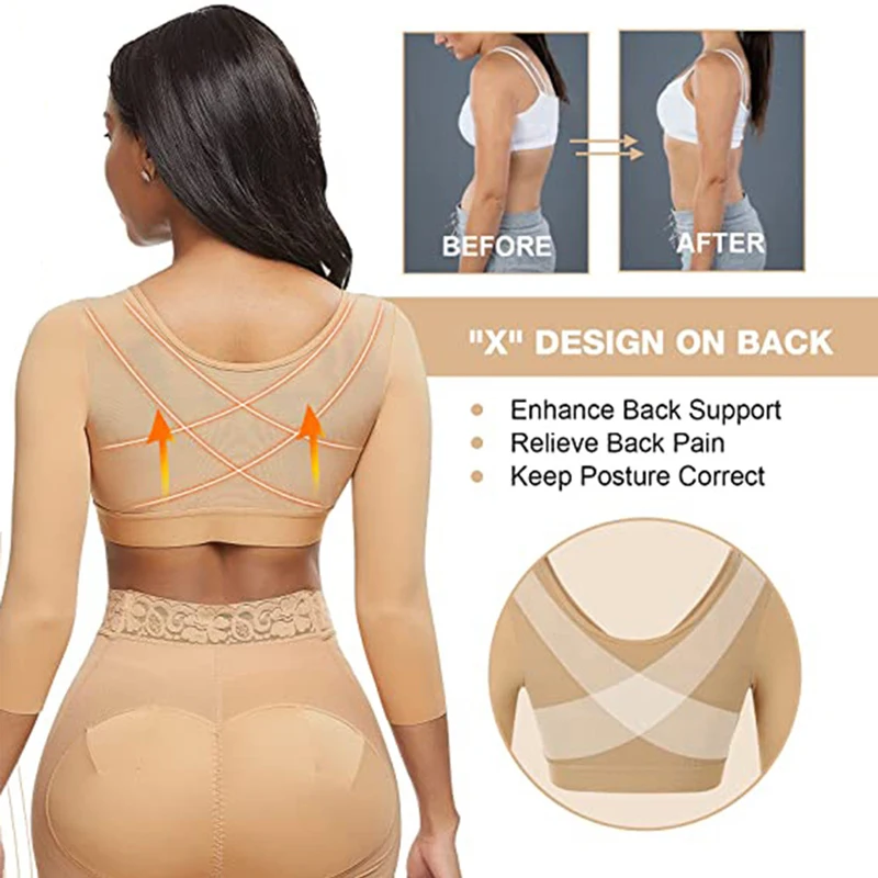 Upper Arm Shaper for Women Compression Sleeves Weight Loss Posture Corrector Top Shapewear Post Surgical Trimmer Slimmer