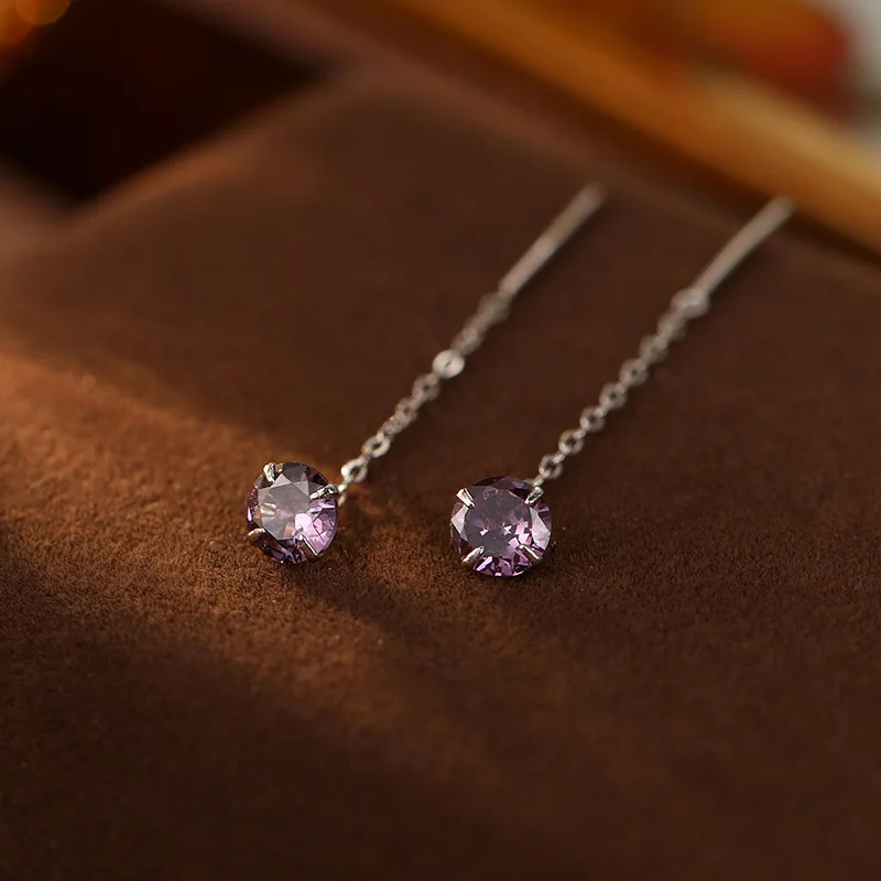 Single Diamond Earrings For Women S925 Sterling Silver Diamond Earring 925 Silver ear thread