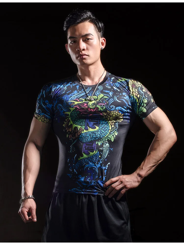 Sommer Trend T-Shirt Harajuku Totenkopf 3D Streetwear Drachen T-Shirt Personalisiertes T-Shirt Geeignet für Laufen Fitnessübungen – Detail 5