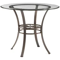 Lucianna Round Glass Top Table with Metal Frame Dining, Dark Brown 2