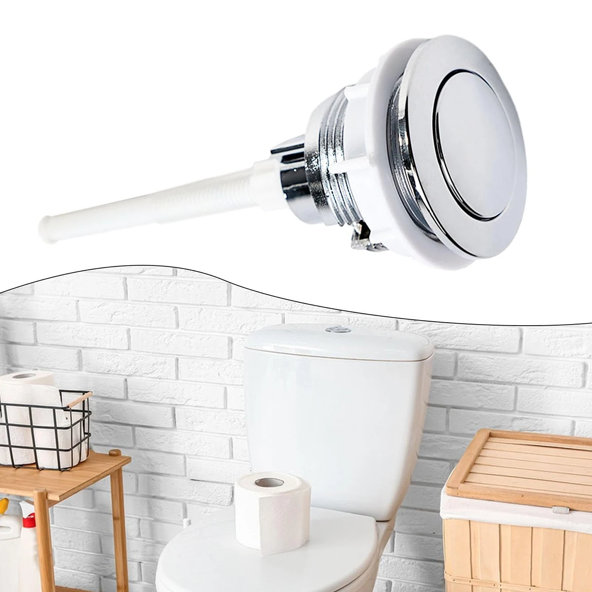 Toilet Push Buttons Single Flush Buttons Water Tank Round Valve Rods Push Saving For Cistern Bathroom Accessories