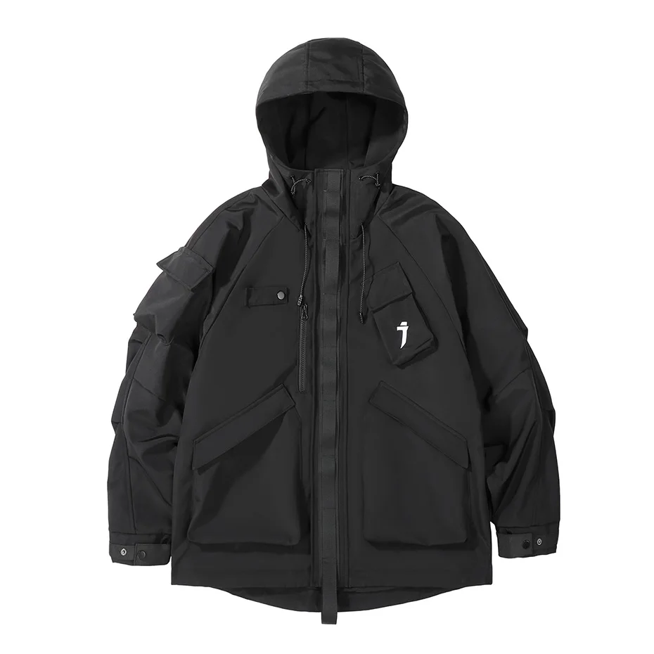 Fuction Tactical Jackets Multi Pokcets Hooded Coat Men Techwear Jackets Windbreaker Black Oversized Harajuku Jackets Outwear 4