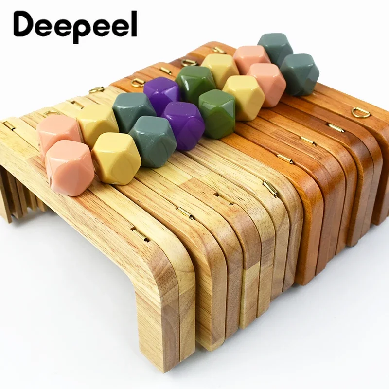 1Pc Deepeel 20*8cm Wooden Handle Resin Head for Bag Handbag Closure Brackets Buckle Kiss Clasp Purse Frames DIY Bags Accessories