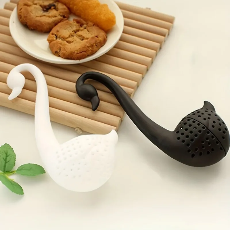 2pcs Swan-Shaped Mini Tea Infuser - Creative Plastic Tea Strainer for Loose Leaf & Blooming Teas, Kitchen & Dining Accessory